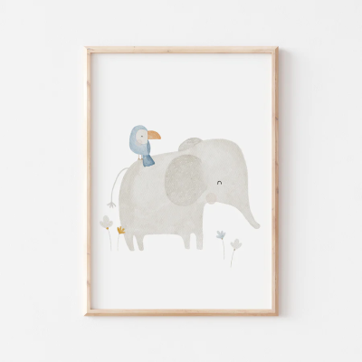 Poster Elefant und Tukan, Format A4